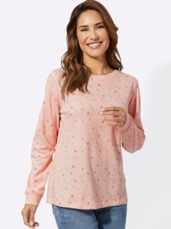 Shirts| Sweatshirt mit Blümchen-Print puder-ecru-bedruckt