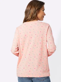 Shirts| Sweatshirt mit Blümchen-Print puder-ecru-bedruckt