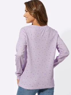 Pullover|Shirts| Sweatshirt mit Blümchen-Print flieder-ecru-bedruckt