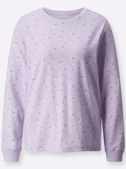 Pullover|Shirts| Sweatshirt mit Blümchen-Print flieder-ecru-bedruckt