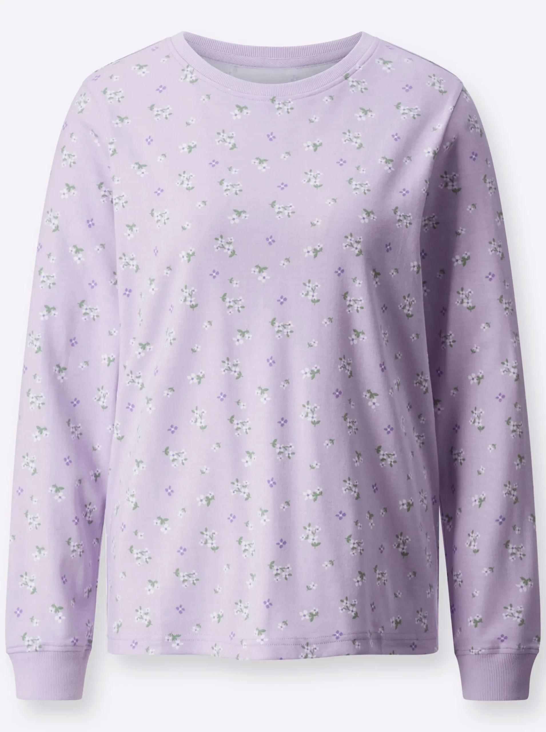 Pullover|Shirts| Sweatshirt mit Blümchen-Print flieder-ecru-bedruckt