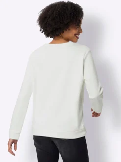 Pullover|Shirts|heine Sweatshirt mit Blumenstickerei ecru