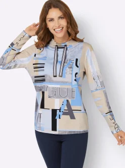 Pullover|Shirts| Sweatshirt mit Buchstaben-Print himmelblau-ecru