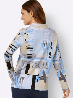 Pullover|Shirts| Sweatshirt mit Buchstaben-Print himmelblau-ecru