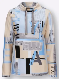 Pullover|Shirts| Sweatshirt mit Buchstaben-Print himmelblau-ecru