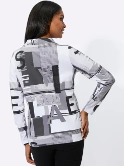 Pullover|Shirts| Sweatshirt mit Buchstaben-Print schwarz-ecru