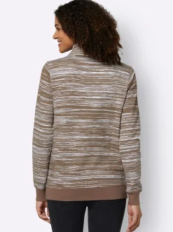 Shirts| Sweatshirt mit elastischen Bündchen braun-ecru-bedruckt