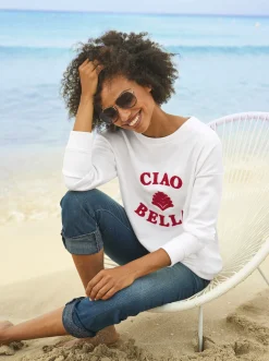 Pullover|Shirts|heine Sweatshirt mit flauschigem Schriftzug ecru