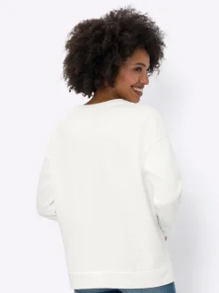 Pullover|Shirts|heine Sweatshirt mit flauschigem Schriftzug ecru