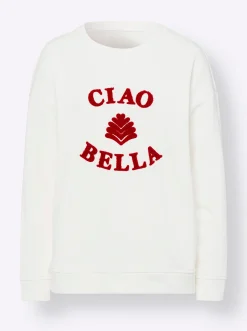 Pullover|Shirts|heine Sweatshirt mit flauschigem Schriftzug ecru