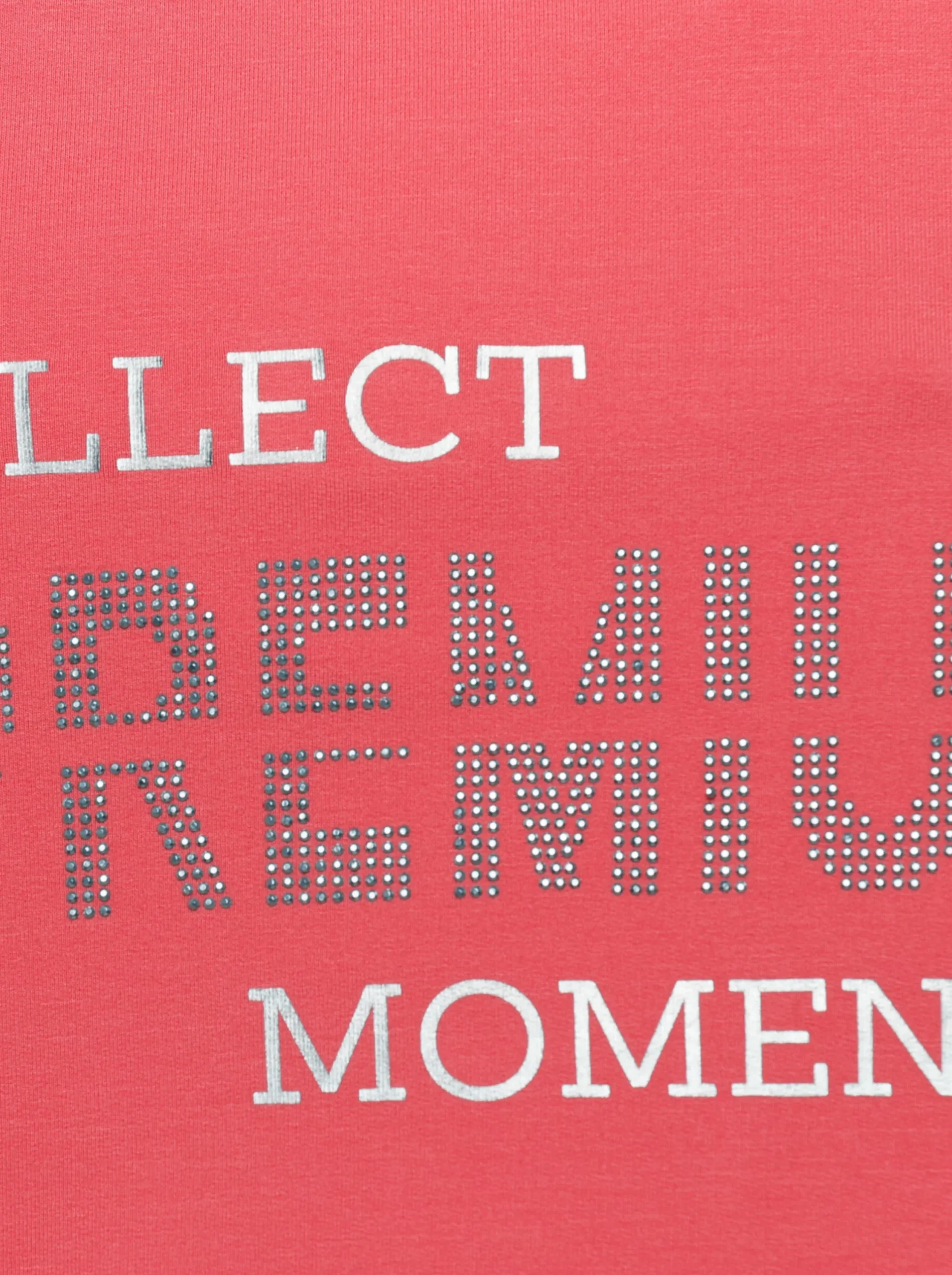 Pullover|CREATION L PREMIUM Sweatshirt mit Folienprint und Glitzersteinchen grapefruit