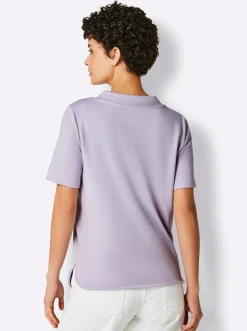 Shirts|CREATION L PREMIUM Sweatshirt mit Folienprint und Glitzersteinchen flieder