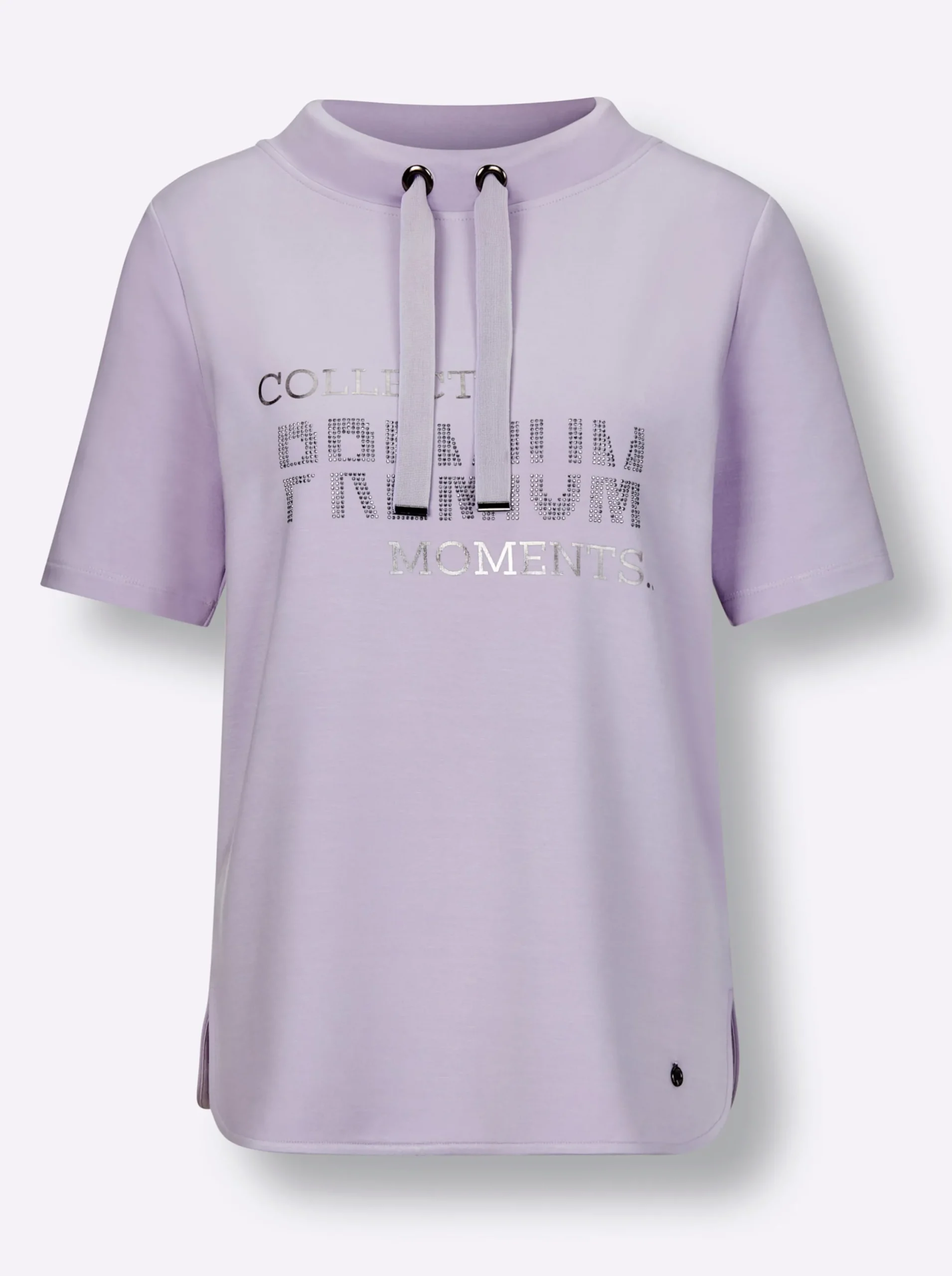 Shirts|CREATION L PREMIUM Sweatshirt mit Folienprint und Glitzersteinchen flieder