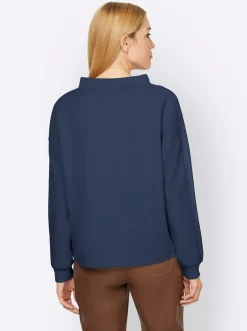 Pullover|heine Sweatshirt mit Galonstreifen aus Ziersteinchen dunkelblau