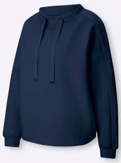 Pullover|heine Sweatshirt mit Galonstreifen aus Ziersteinchen dunkelblau