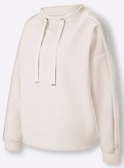 Shirts|heine Sweatshirt mit Galonstreifen aus Ziersteinchen champagner