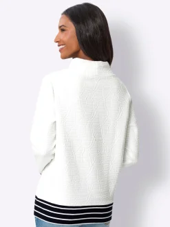 Shirts|heine Sweatshirt mit geringelten Abschlüssen ecru-marine