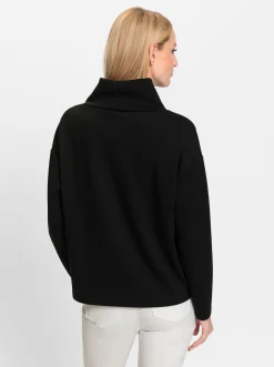 Pullover|heine Sweatshirt mit Glitzer-Print im Vorderteil schwarz