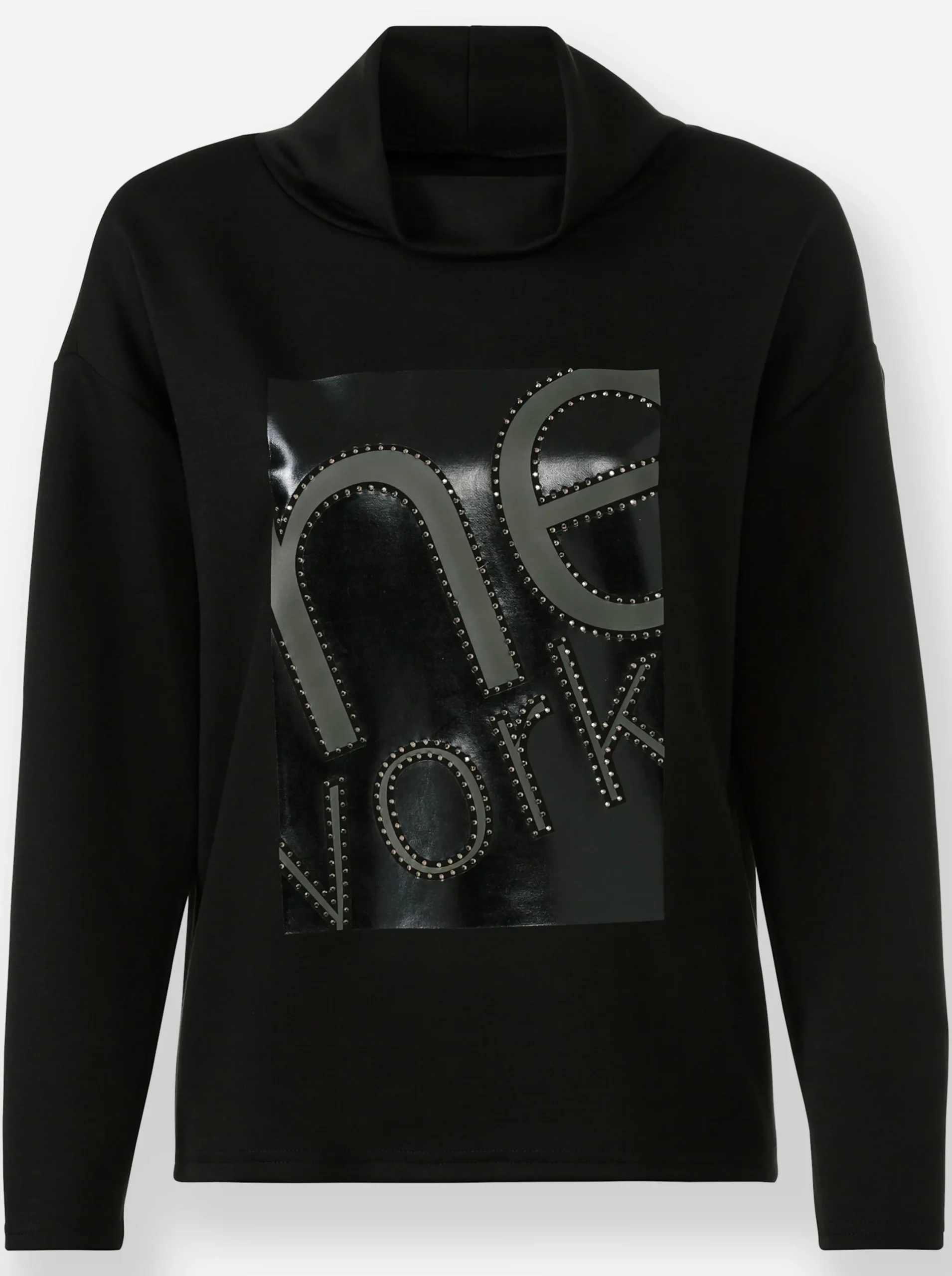 Pullover|heine Sweatshirt mit Glitzer-Print im Vorderteil schwarz