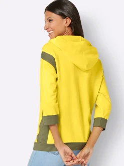 Pullover|Shirts| Sweatshirt mit goldfarbenem Folien-Print limone-khaki