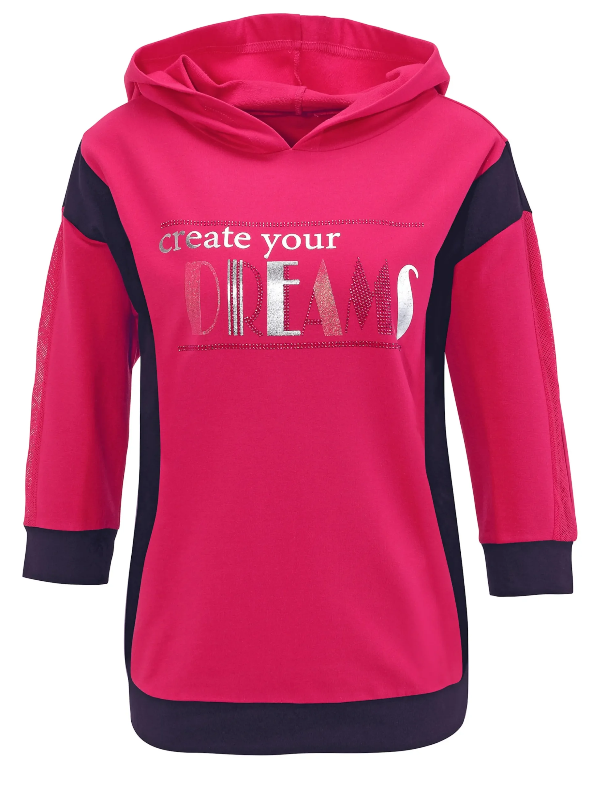 Pullover| Sweatshirt mit goldfarbenem Folien-Print pink-marine