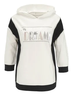 Shirts| Sweatshirt mit goldfarbenem Folien-Print ecru-schwarz