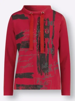 Pullover| Sweatshirt mit grafischem Druck rot