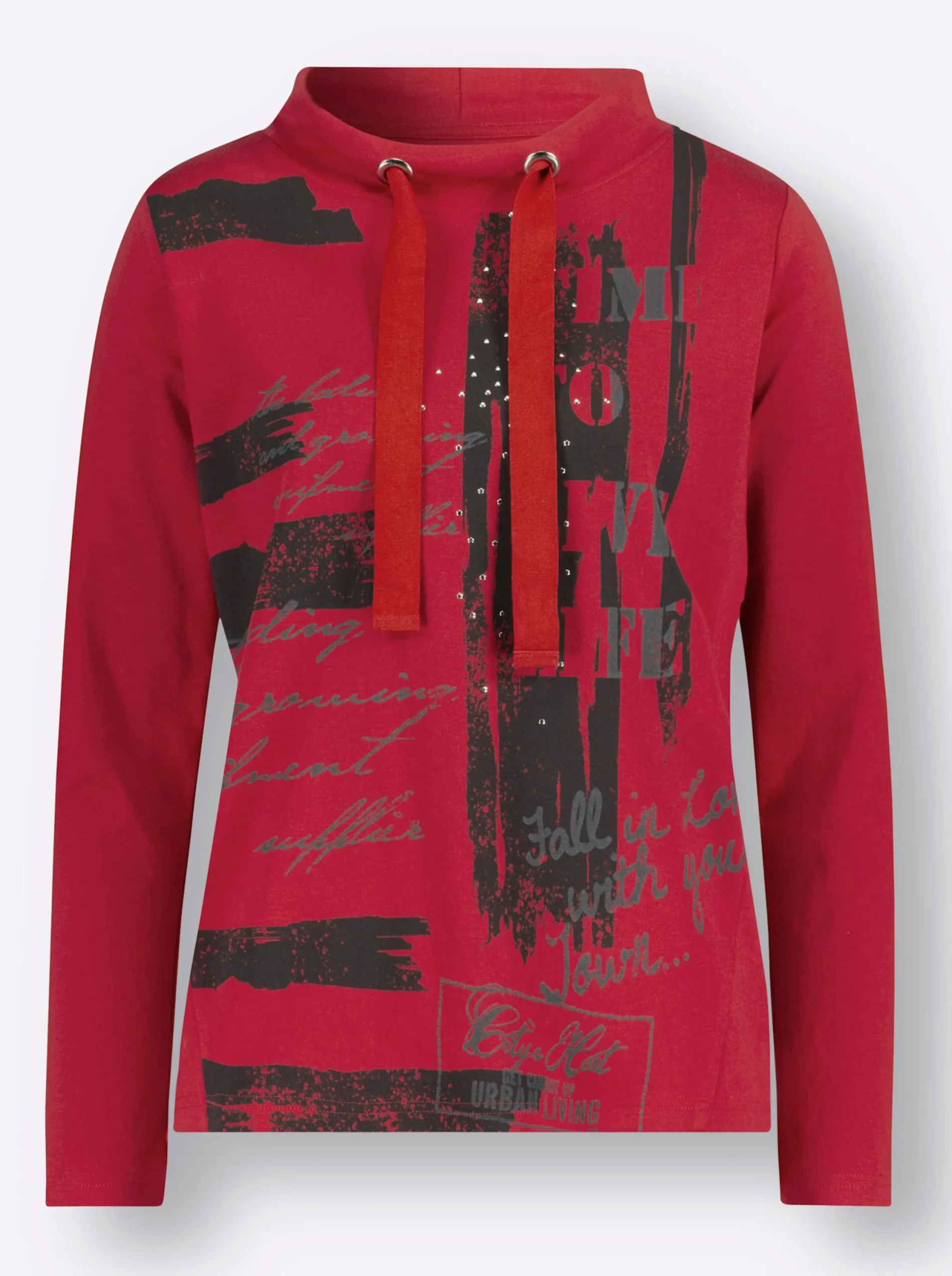 Pullover| Sweatshirt mit grafischem Druck rot