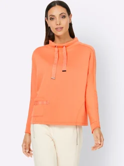 Shirts|heine Sweatshirt mit gummiertem Schriftzug mandarine