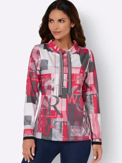 Pullover|Shirts| Sweatshirt mit halsfernem Kragen erdbeere-gemustert