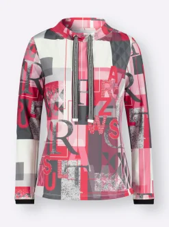 Pullover|Shirts| Sweatshirt mit halsfernem Kragen erdbeere-gemustert