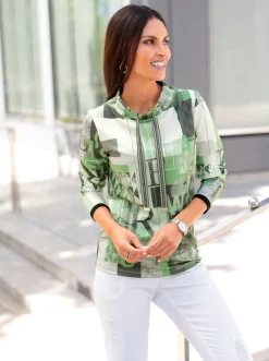 Shirts| Sweatshirt mit halsfernem Kragen apfel-gemustert