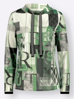 Shirts| Sweatshirt mit halsfernem Kragen apfel-gemustert