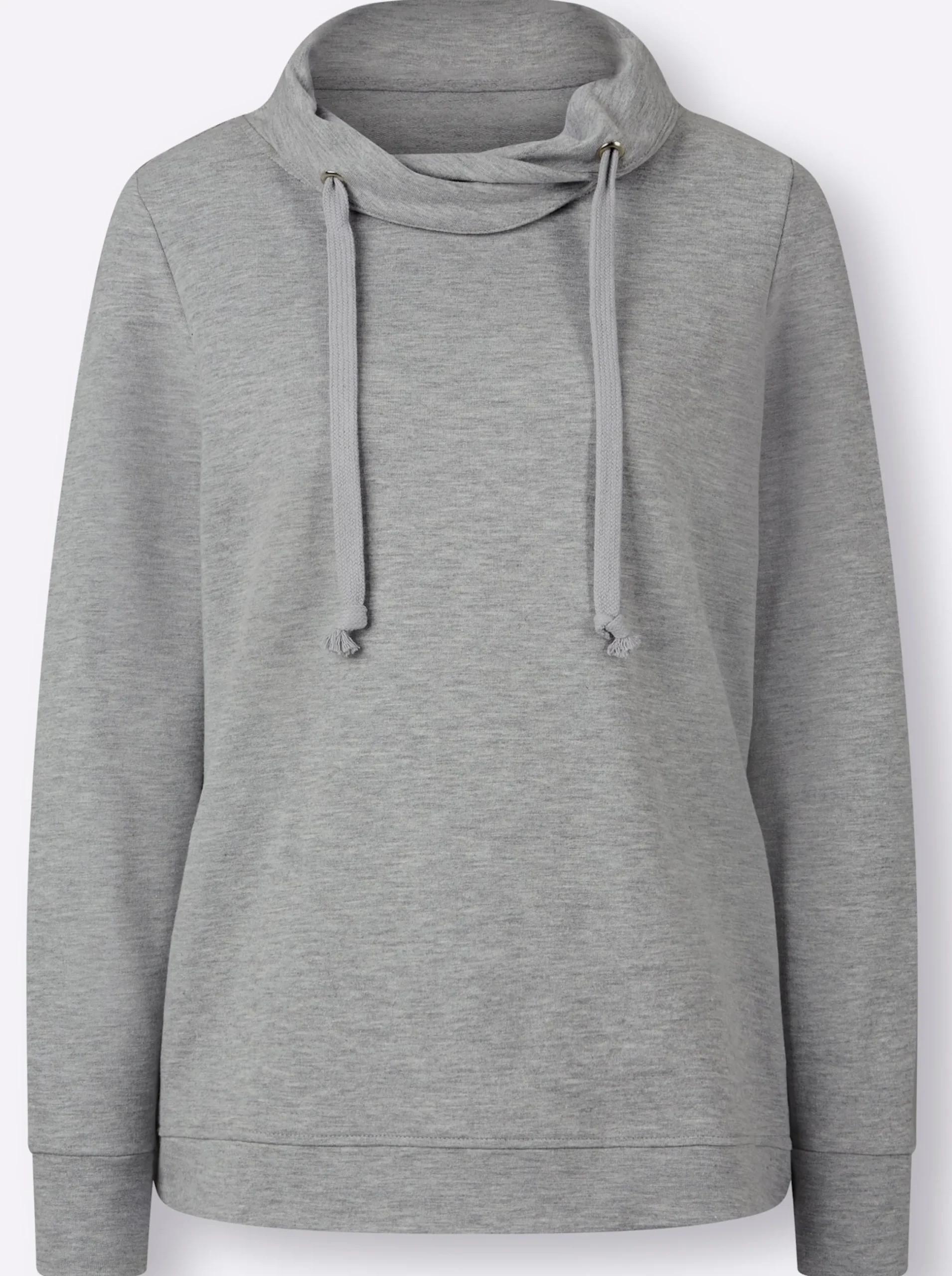 Pullover|Shirts| Sweatshirt mit halsfernem Rollkragen grau-meliert