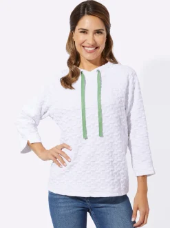 Pullover|Shirts| Sweatshirt mit Jacquard-Struktur weiß