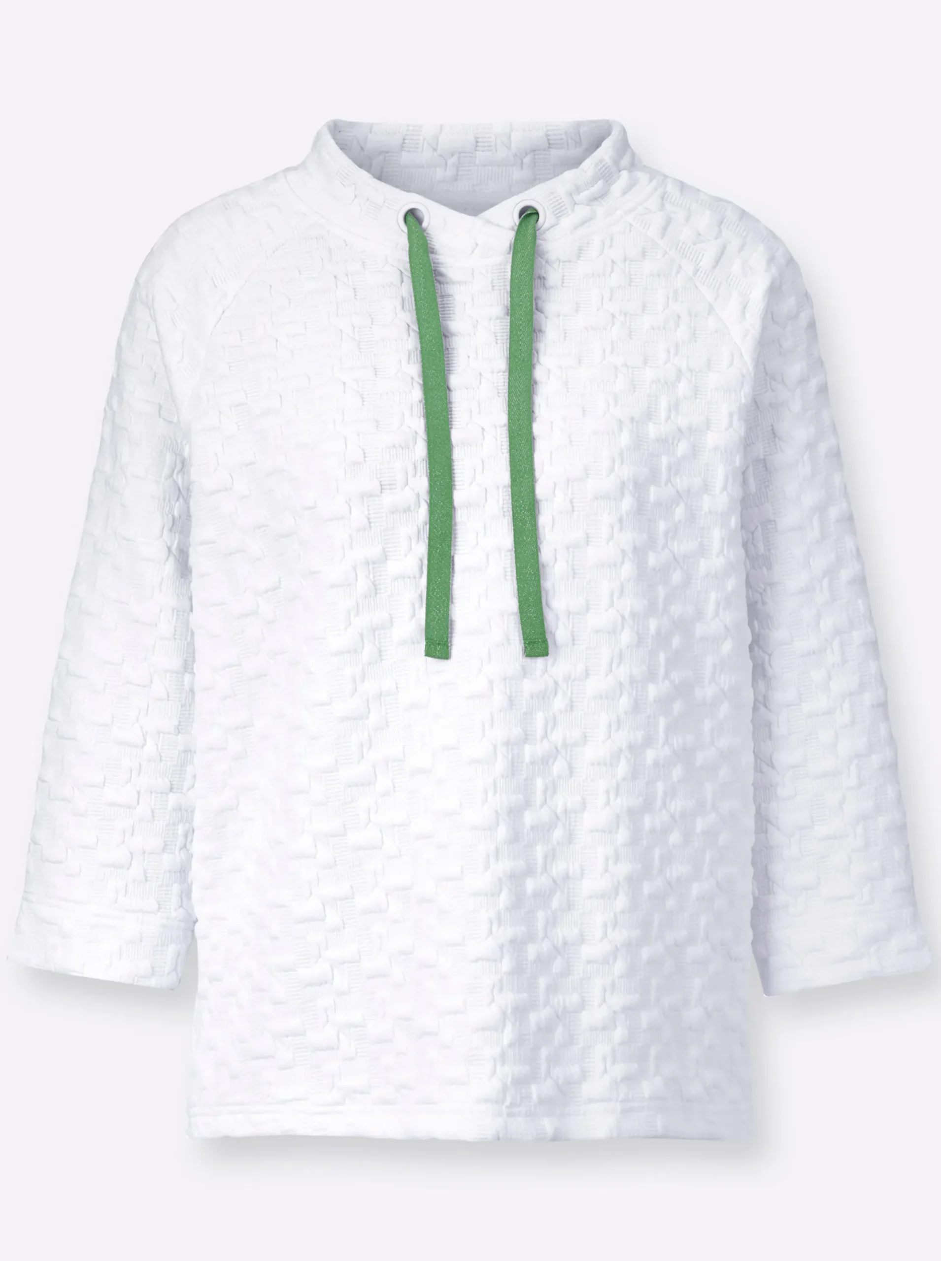 Pullover|Shirts| Sweatshirt mit Jacquard-Struktur weiß