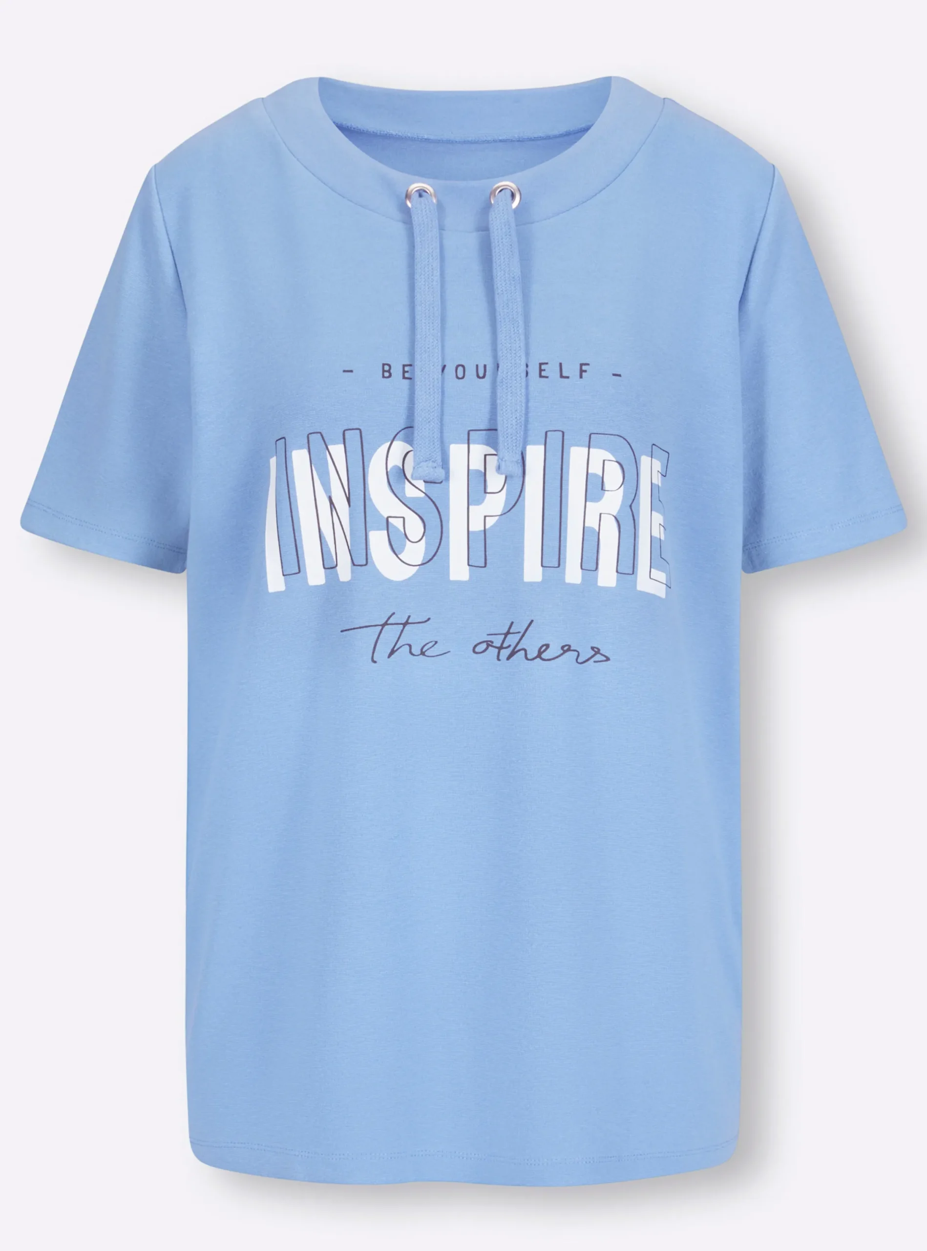 Shirts|heine Sweatshirt mit kontrastfarbigem Print vorne himmelblau