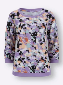 Pullover|Shirts| Sweatshirt mit 3/4-langen Ärmeln apricot-lavendel-bedruckt