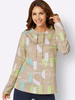 Shirts| Sweatshirt mit Lettering-Print mint-sand-bedruckt