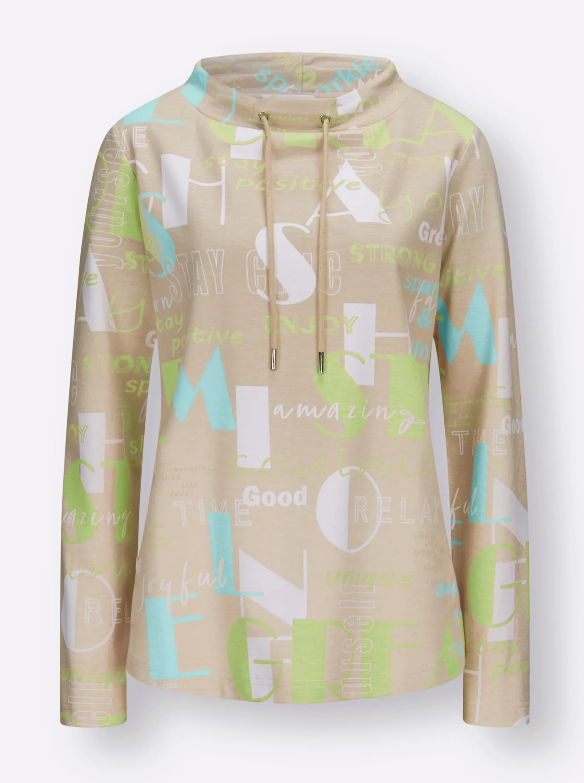 Shirts| Sweatshirt mit Lettering-Print mint-sand-bedruckt