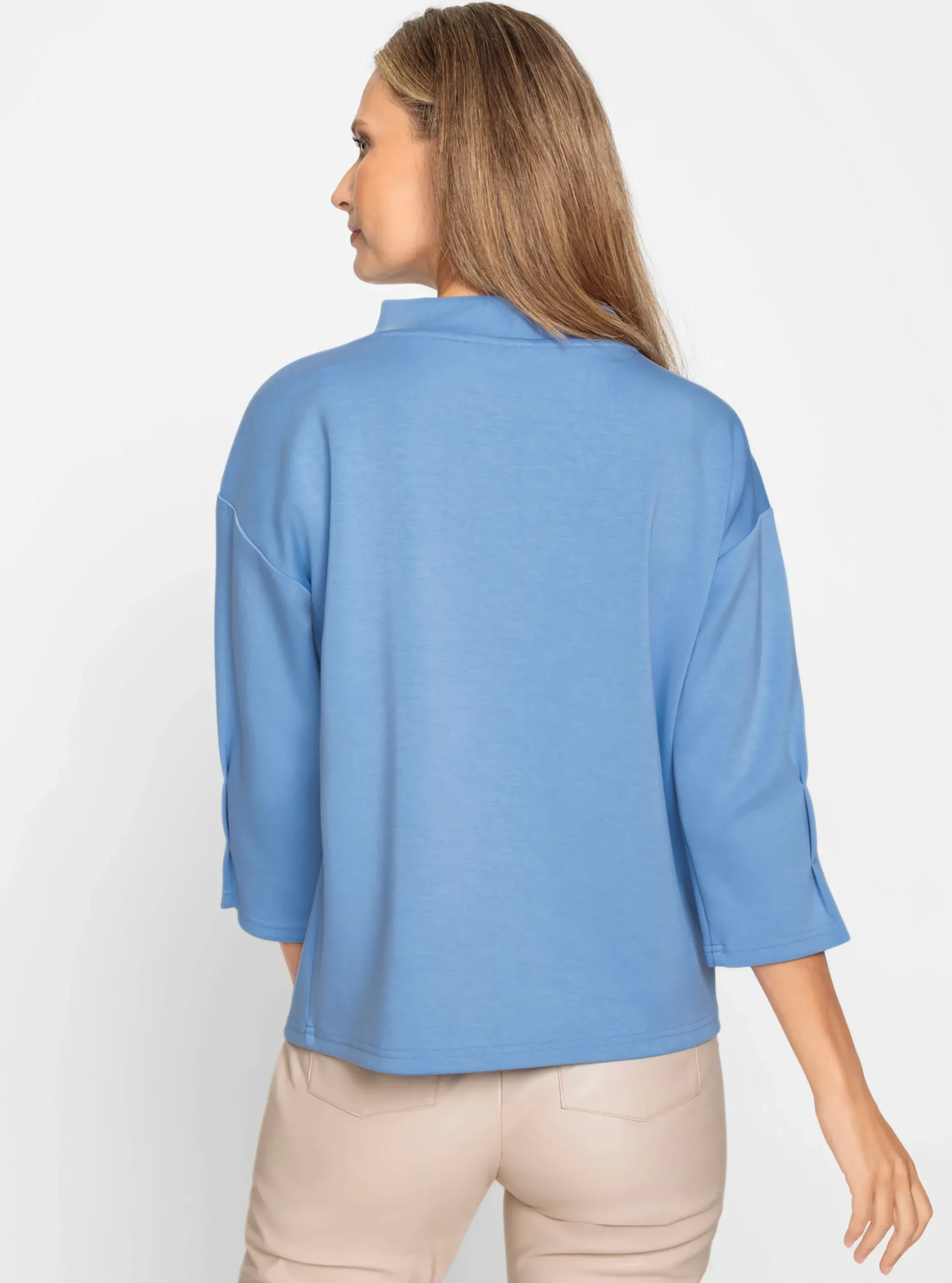 Pullover|heine Sweatshirt mit Schmucksteinchen vorne himmelblau