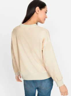 Pullover|heine Sweatshirt mit Schriftzug in Satin-Optik elfenbein