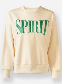 Pullover|heine Sweatshirt mit Schriftzug in Satin-Optik elfenbein