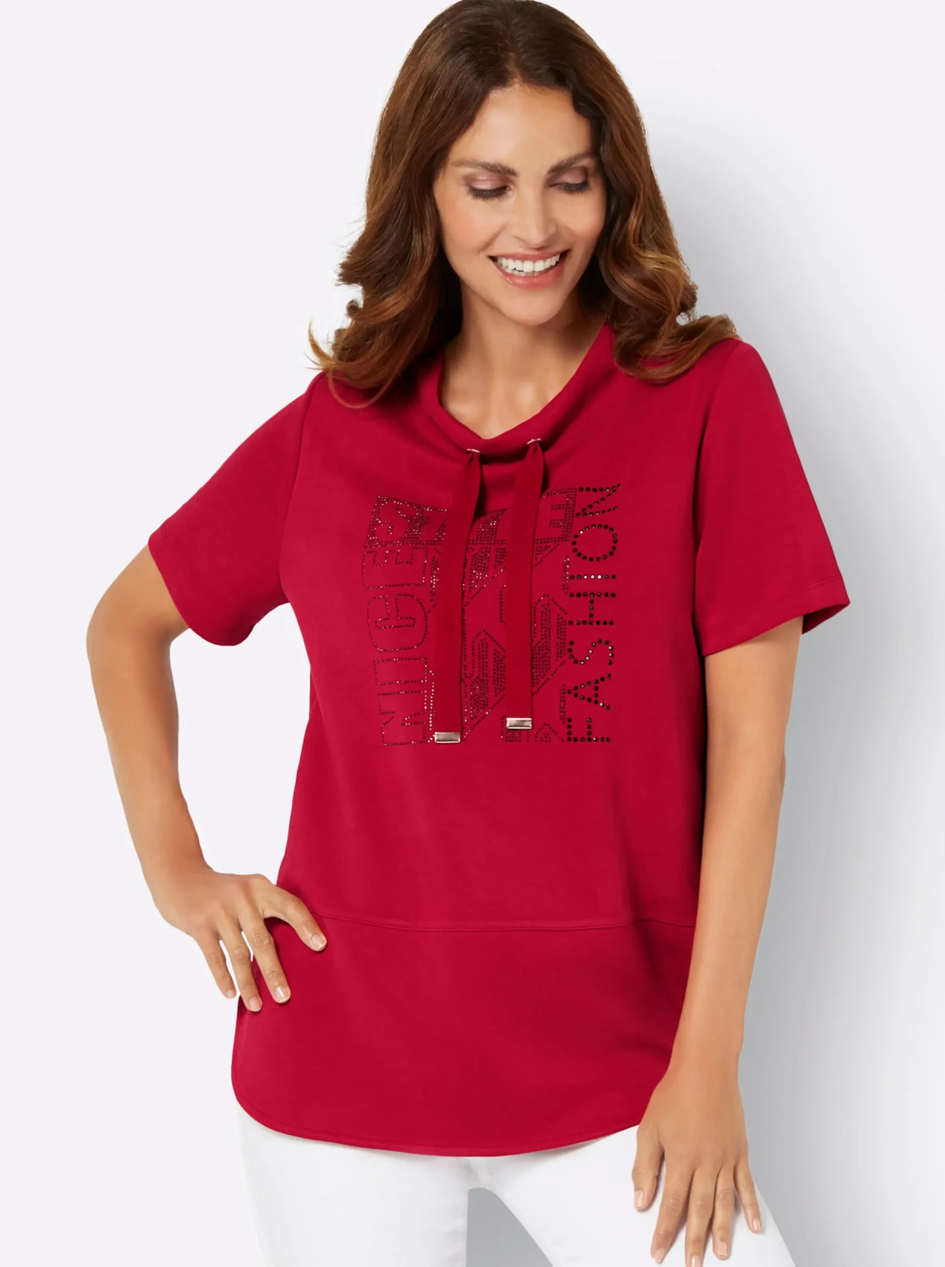 Pullover| Sweatshirt mit Seitenschlitzen rot