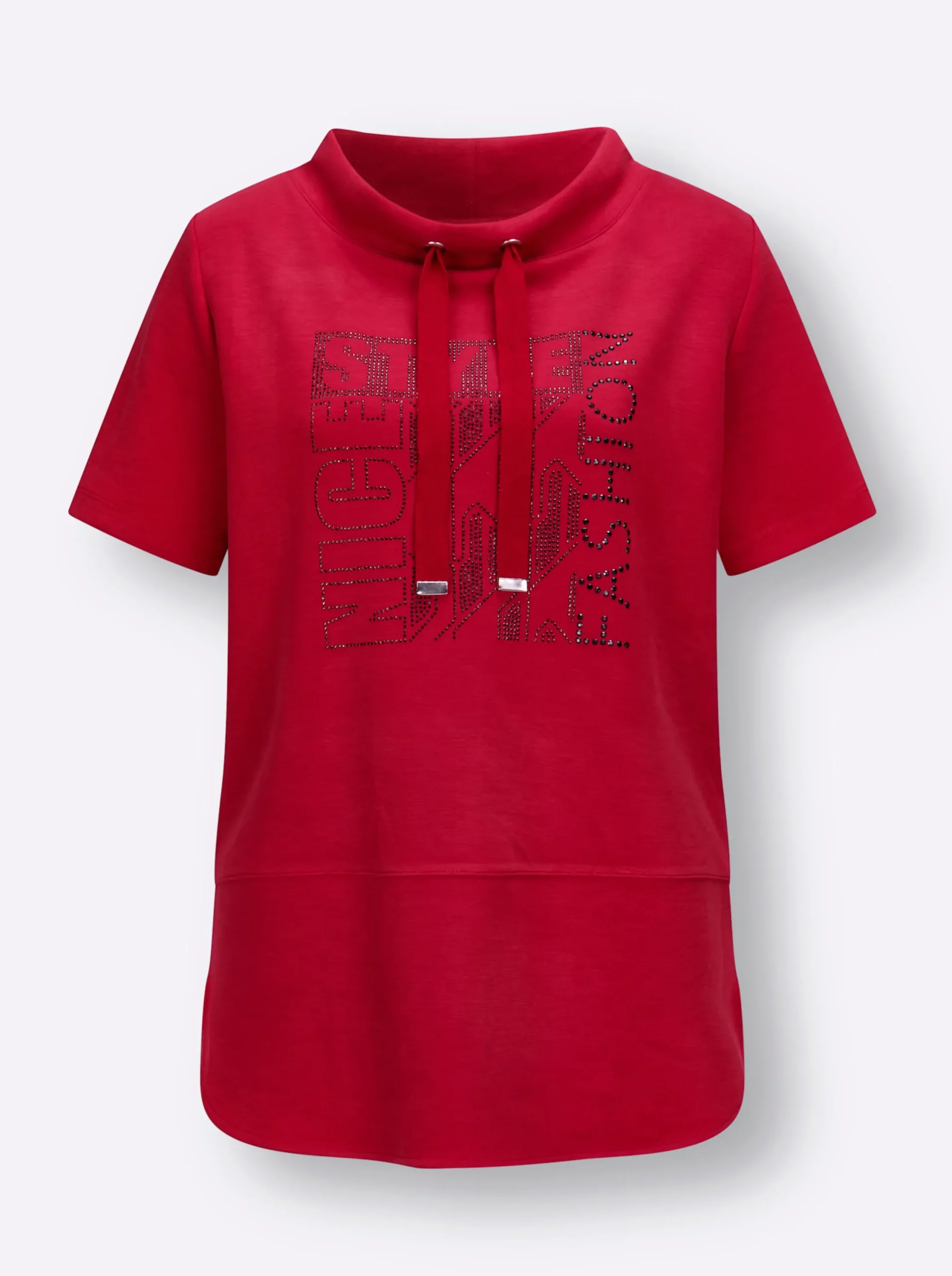 Pullover| Sweatshirt mit Seitenschlitzen rot
