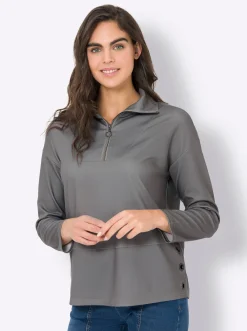 Pullover|Shirts|heine Sweatshirt mit Ösen-Verzierung seitlich grau