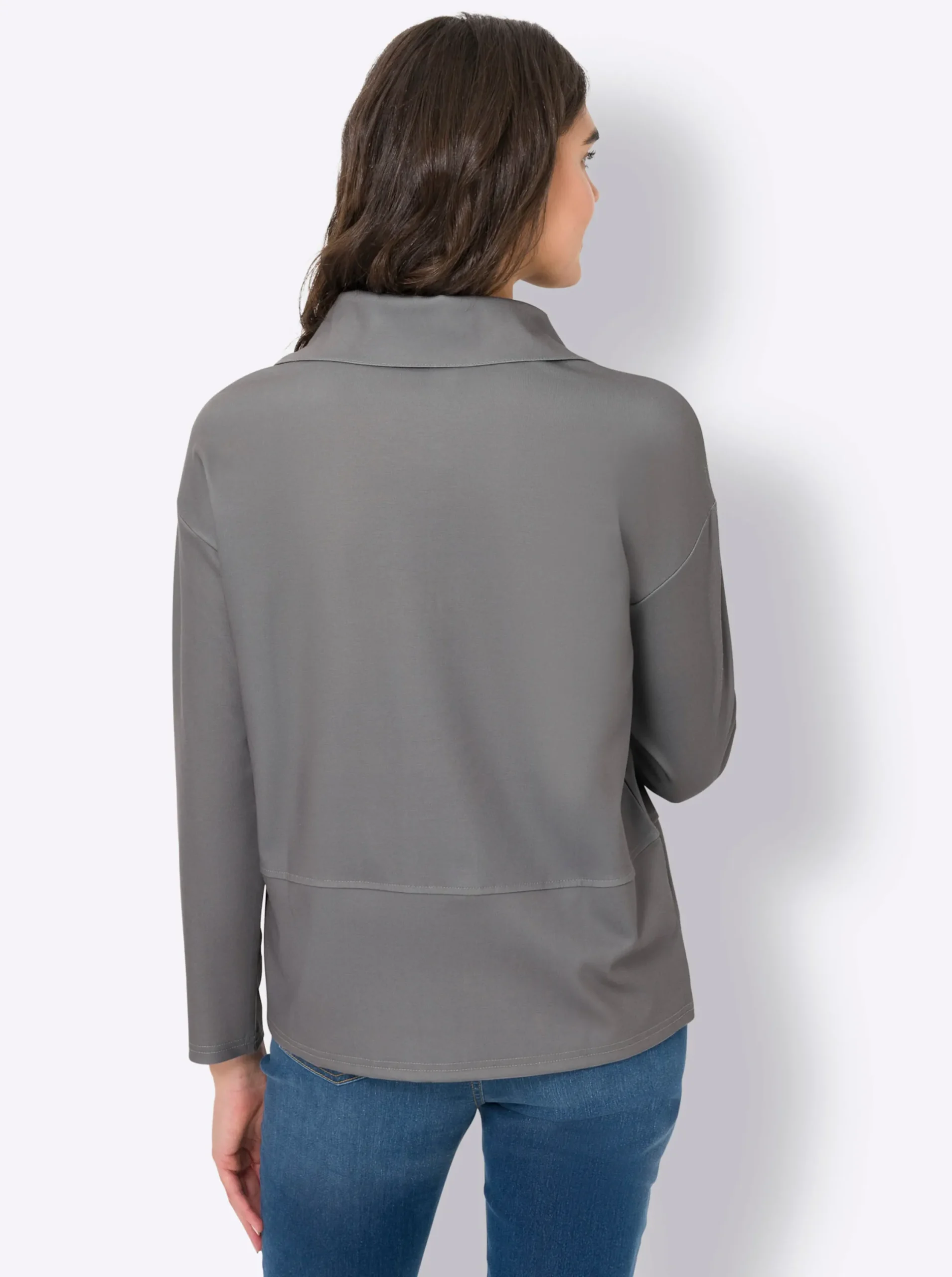 Pullover|Shirts|heine Sweatshirt mit Ösen-Verzierung seitlich grau