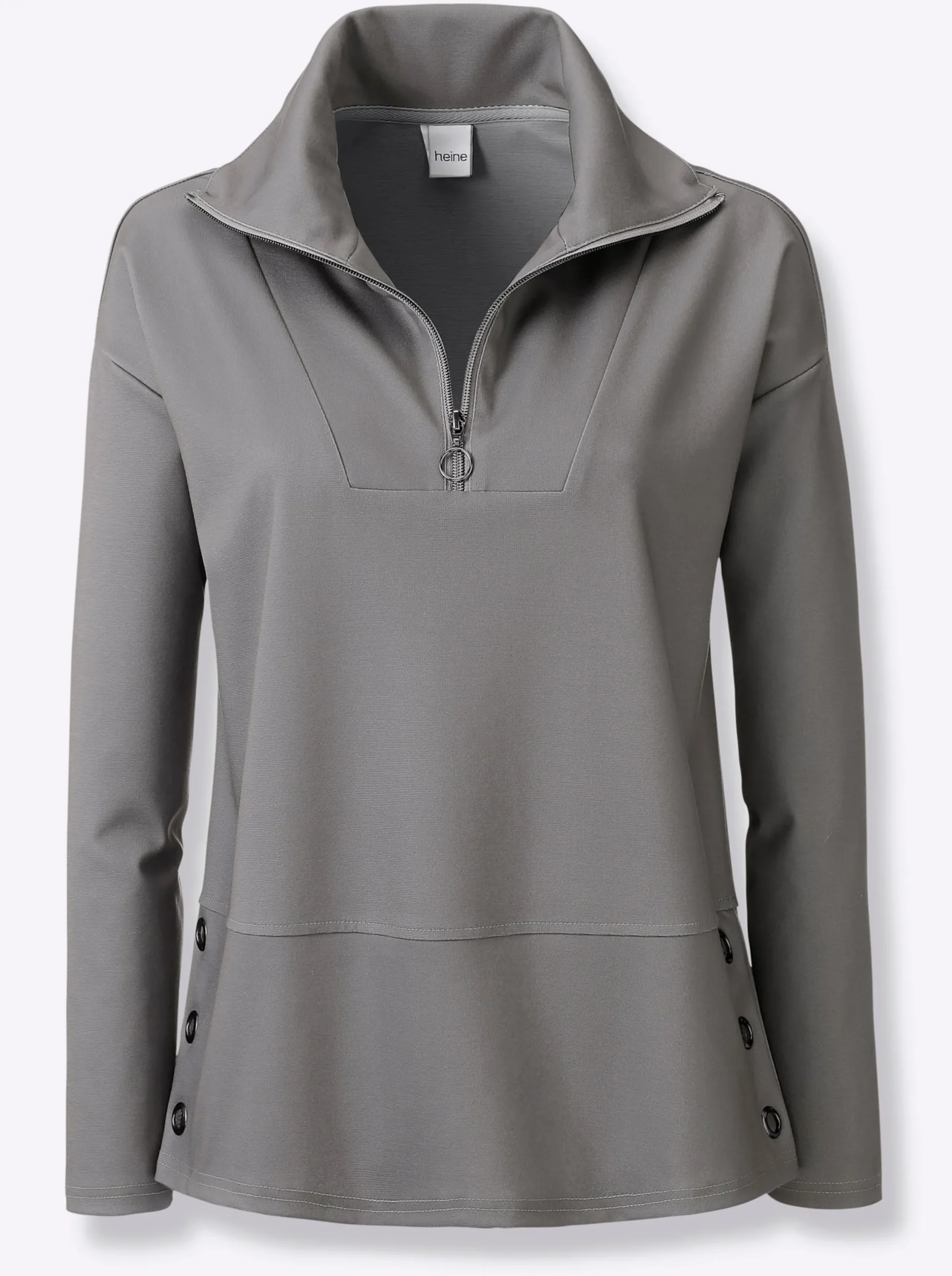 Pullover|Shirts|heine Sweatshirt mit Ösen-Verzierung seitlich grau