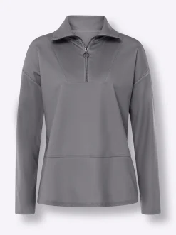 Pullover|Shirts|heine Sweatshirt mit Ösen-Verzierung seitlich grau