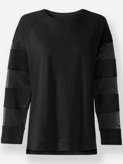 Pullover|heine Sweatshirt mit transparenten Mesh-Einsätzen schwarz